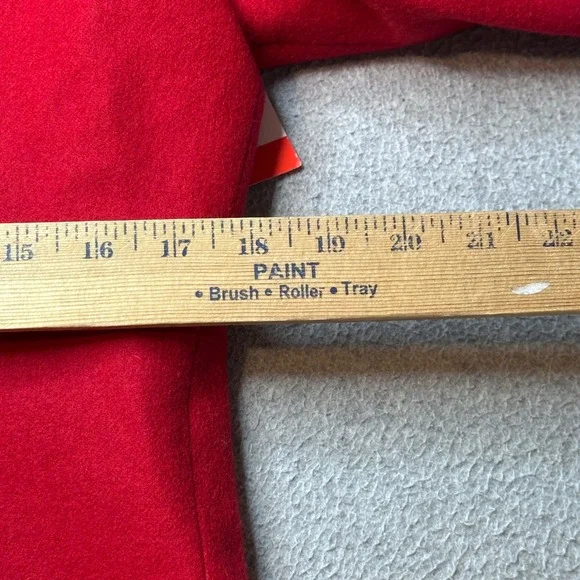 Vintage International Scene Blazer Womens 7/8 Red Wool Blend Coat Leather Trim - Picture 7 of 10